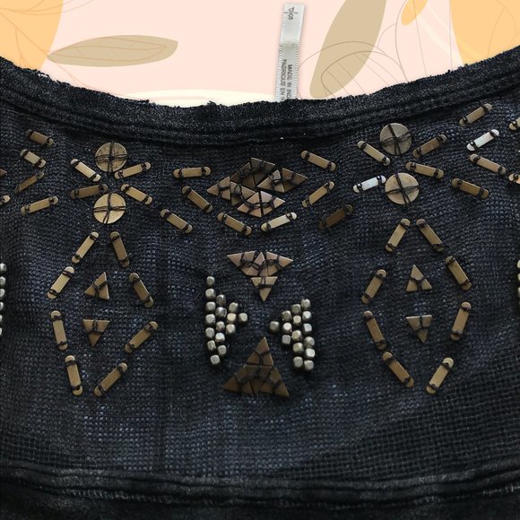 Free People Distressed Metallic Embellished top 🖤✨ - Picture 4 of 5
